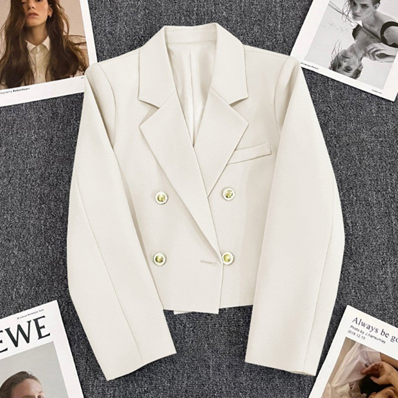 Korean style loose straight tube slim 2025 spring Office Jacket - Negative Apparel