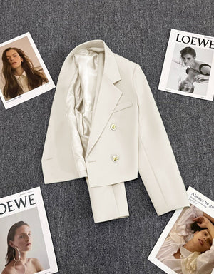 Korean style loose straight tube slim 2025 spring Office Jacket - Negative Apparel