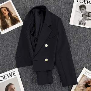 Korean style loose straight tube slim 2025 spring Office Jacket - Negative Apparel