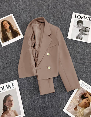 Korean style loose straight tube slim 2025 spring Office Jacket - Negative Apparel