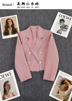 Korean style loose straight tube slim 2025 spring Office Jacket - Negative Apparel