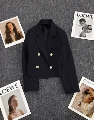 Korean style loose straight tube slim 2025 spring Office Jacket - Negative Apparel