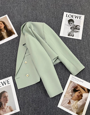 Korean style loose straight tube slim 2025 spring Office Jacket - Negative Apparel