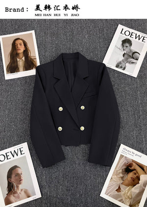 Korean style loose straight tube slim 2025 spring Office Jacket - Negative Apparel