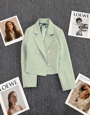 Korean style loose straight tube slim 2025 spring Office Jacket - Negative Apparel