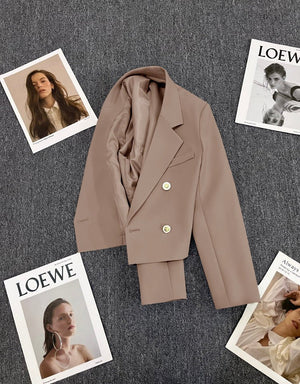 Korean style loose straight tube slim 2025 spring Office Jacket - Negative Apparel