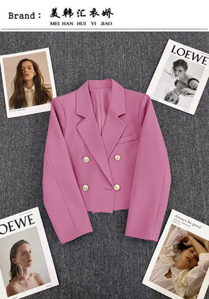 Korean style loose straight tube slim 2025 spring Office Jacket - Negative Apparel