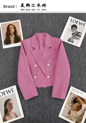 Korean style loose straight tube slim 2025 spring Office Jacket - Negative Apparel
