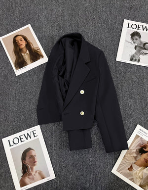 Korean style loose straight tube slim 2025 spring Office Jacket - Negative Apparel