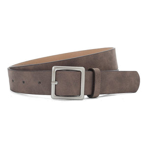 Korean style trendy square Japanese buckle belt women simple fashion all - match matte texture pu belt - Negative Apparel