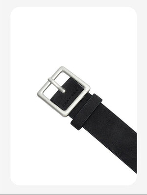 Korean style trendy square Japanese buckle belt women simple fashion all - match matte texture pu belt - Negative Apparel