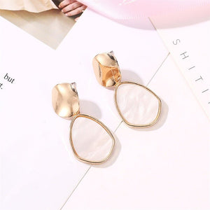Korean version of small fresh earrings simple geometric heart earrings personality hollow disc alloy pendant girl heart earrings - Negative Apparel