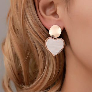 Korean version of small fresh earrings simple geometric heart earrings personality hollow disc alloy pendant girl heart earrings - Negative Apparel