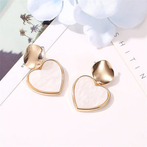 Korean version of small fresh earrings simple geometric heart earrings personality hollow disc alloy pendant girl heart earrings - Negative Apparel