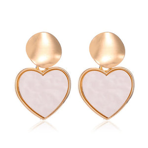 Korean version of small fresh earrings simple geometric heart earrings personality hollow disc alloy pendant girl heart earrings - Negative Apparel