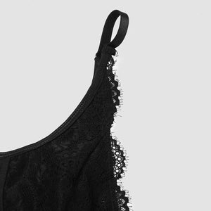 Lace deep V backless slim fit sexy sling bodysuit - Negative Apparel