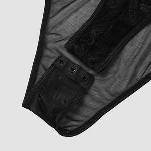 Lace deep V backless slim fit sexy sling bodysuit - Negative Apparel