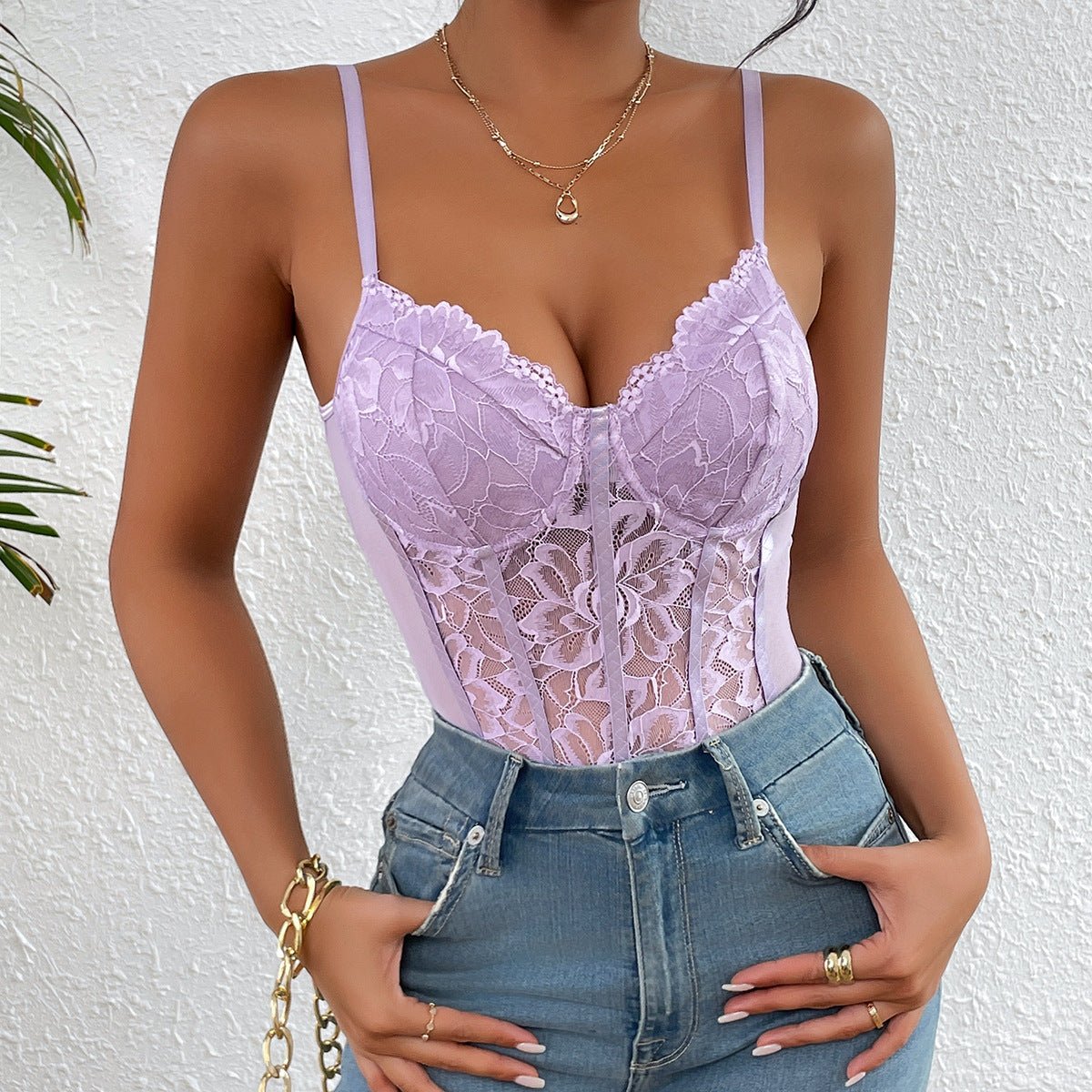 Lace slim fit backless bodysuit - Negative Apparel