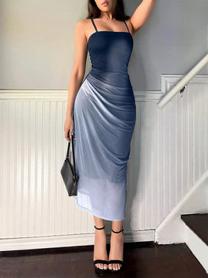 Ladies' Ombre Spaghetti Strap Summer Dress - Negative Apparel