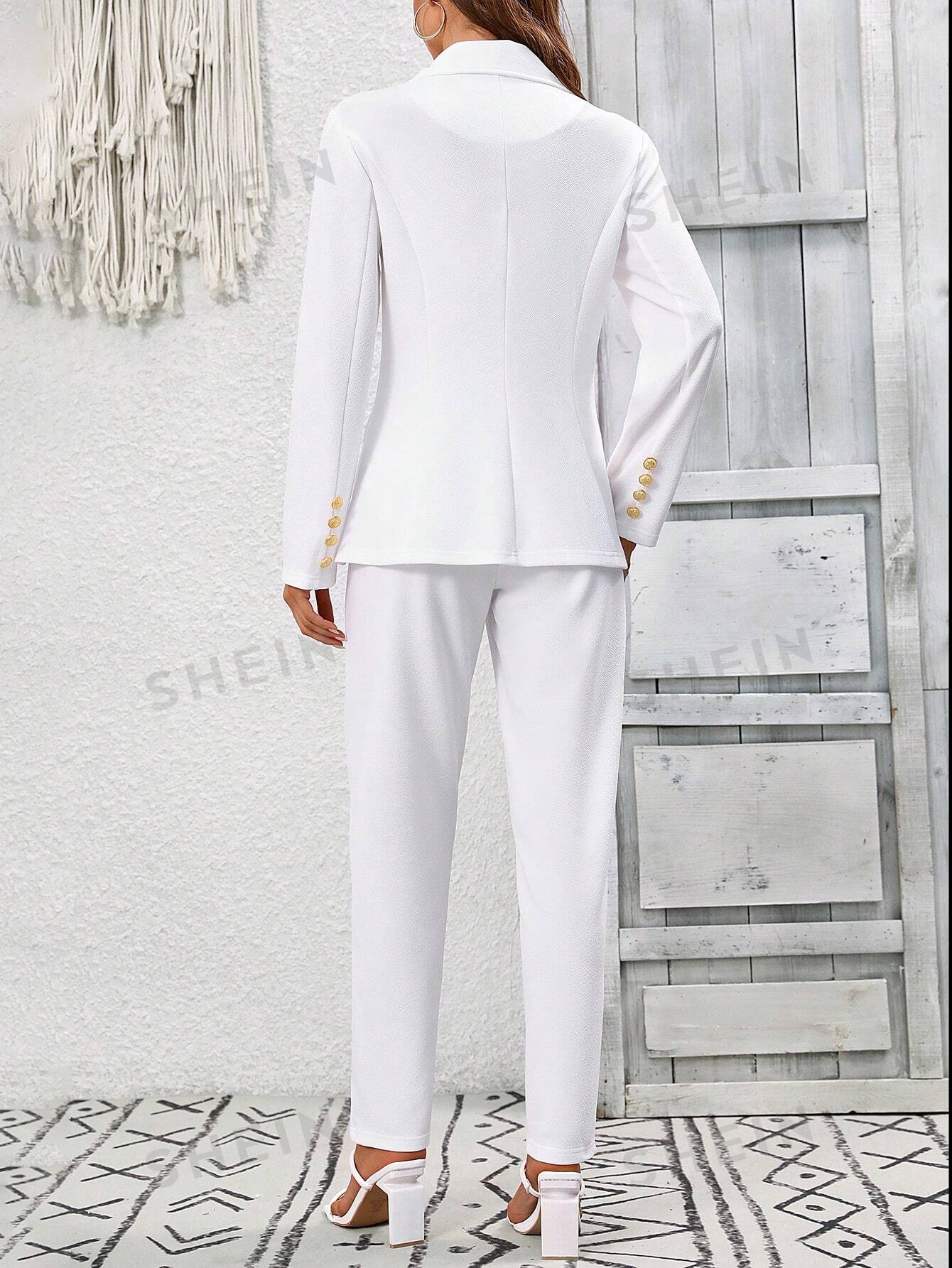 Lapel Single-Breasted Suit Jacket And Skinny Pants Set - Negative Apparel