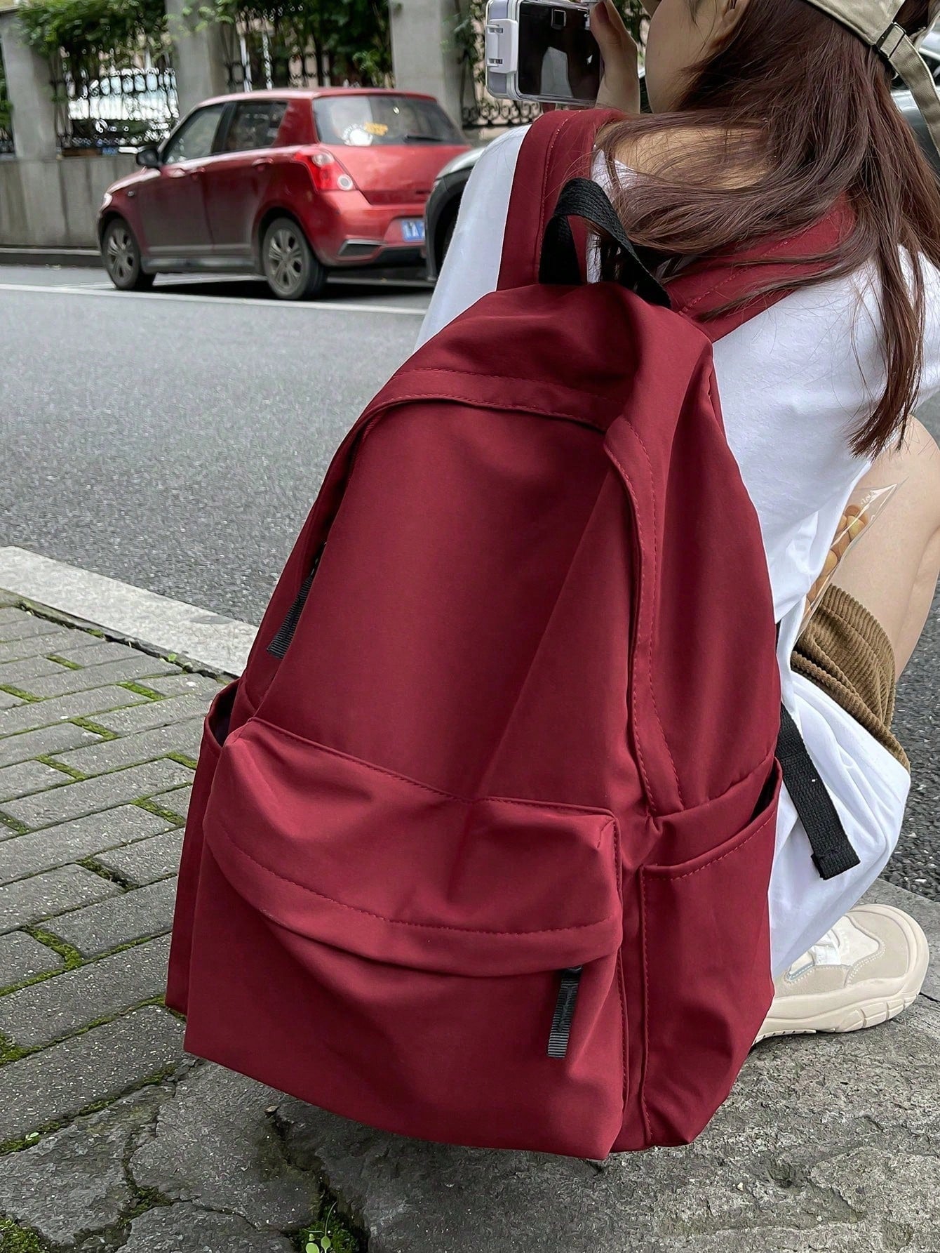 Large Capacity Solid Color Minimalist College Style Viral Backpack - Negative Apparel