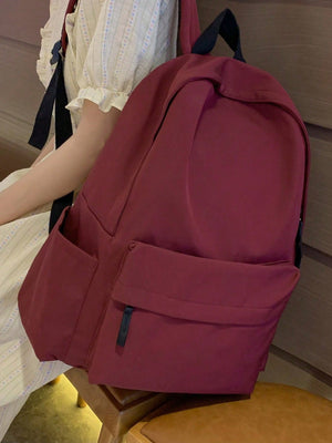 Large Capacity Solid Color Minimalist College Style Viral Backpack - Negative Apparel