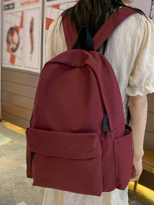 Large Capacity Solid Color Minimalist College Style Viral Backpack - Negative Apparel