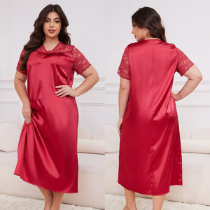 large - size new hot - selling pajamas women's ice silk short - sleeved pajamas loose casual loungewear women's SQ22094 - Negative Apparel