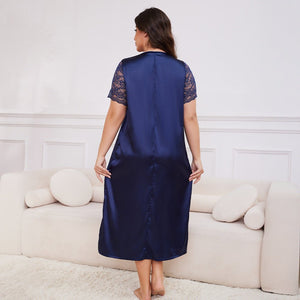 large - size new hot - selling pajamas women's ice silk short - sleeved pajamas loose casual loungewear women's SQ22094 - Negative Apparel