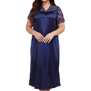 large - size new pajamas women's spring and summer ice silk short - sleeved pajamas loose casual loungewear women's SQ22094 - Negative Apparel