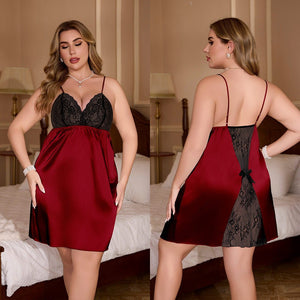 large - size nightdress women's summer backless sexy lace splicing short women's suspender skirt SQ22222 - Negative Apparel