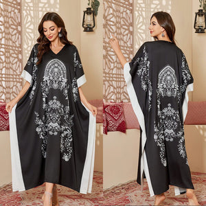 large - size printed pajamas women's spring and summer robes are elegant and high - end nightgowns DP3393 - Negative Apparel