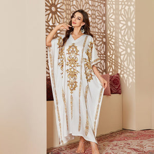 large - size printed pajamas women's spring and summer robes are elegant and high - end nightgowns DP3393 - Negative Apparel