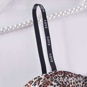 Leopard Print Seamless Bra – Glossy Push - Up, Anti - Sagging, Wireless Comfort - Negative Apparel