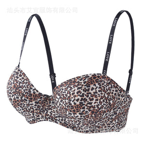 Leopard Print Seamless Bra – Glossy Push - Up, Anti - Sagging, Wireless Comfort - Negative Apparel