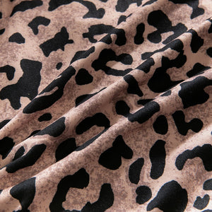 Leopard print sexy splicing transparent mesh body - shaping jumpsuit long - sleeved leopard print outfit - Negative Apparel