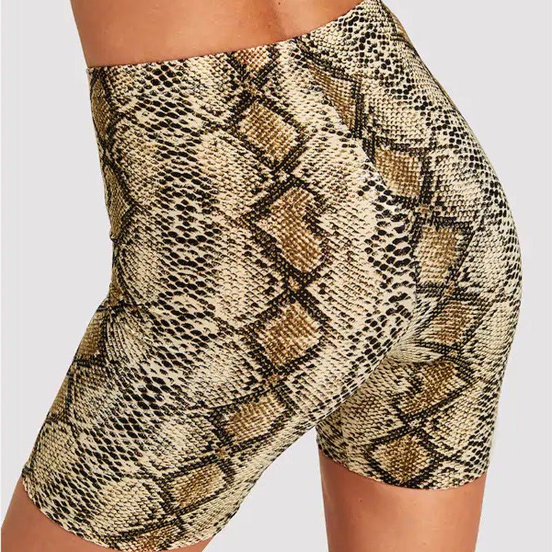 Leopard print snake print hip shorts casual pants leggings shorts - Negative Apparel