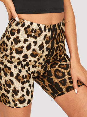 Leopard print snake print hip shorts casual pants leggings shorts - Negative Apparel