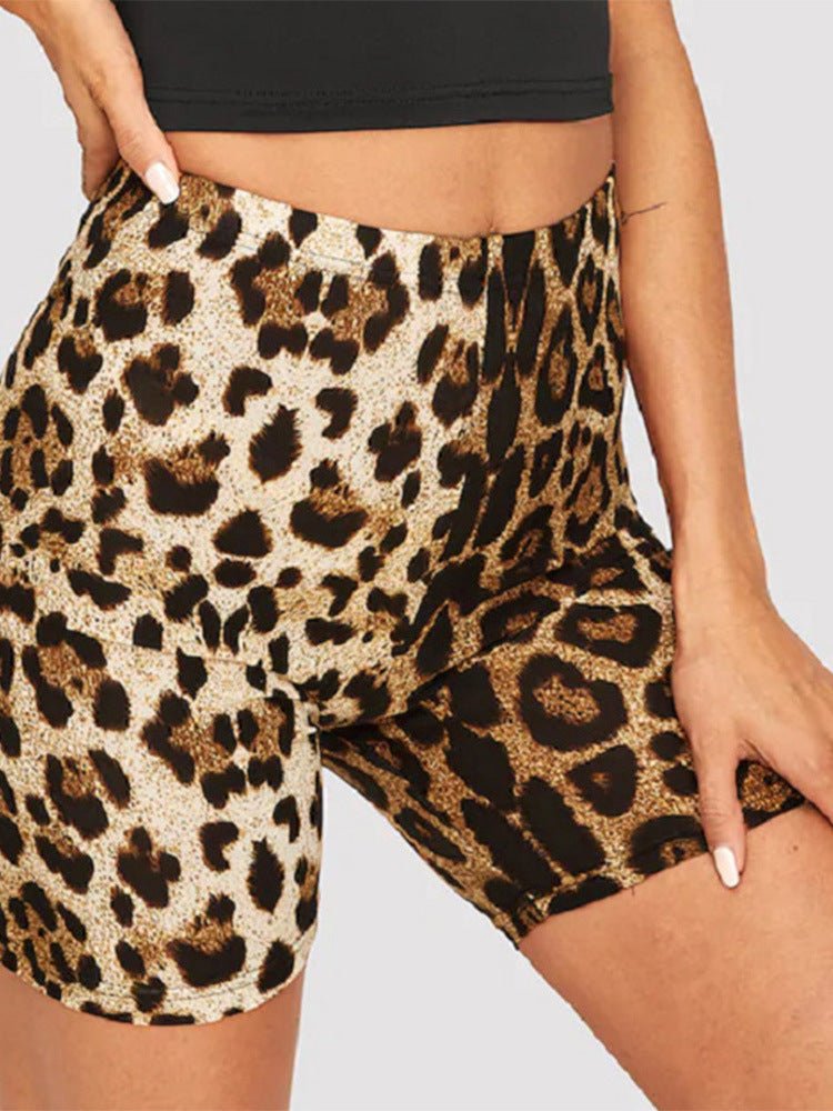Leopard print snake print hip shorts casual pants leggings shorts - Negative Apparel