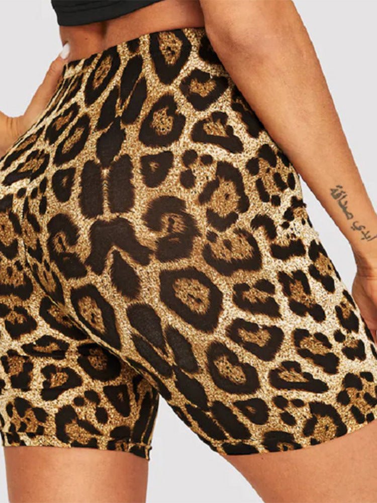 Leopard print snake print hip shorts casual pants leggings shorts - Negative Apparel