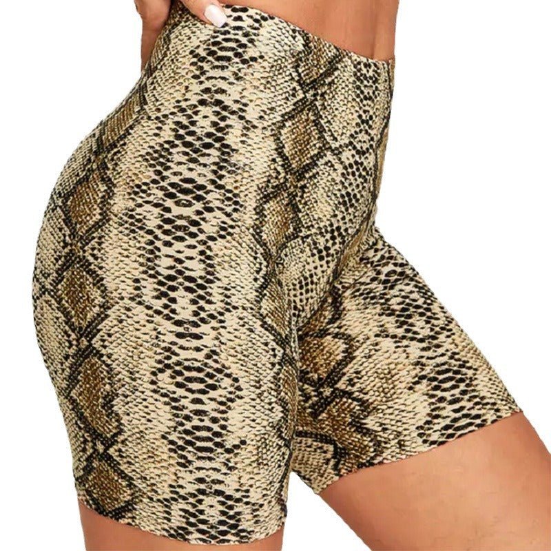 Leopard print snake print hip shorts casual pants leggings shorts - Negative Apparel