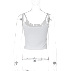 Letter rhinestone slim camisole small vest top - Negative Apparel