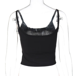 Letter rhinestone slim camisole small vest top - Negative Apparel