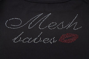 Letter rhinestone slim camisole small vest top - Negative Apparel