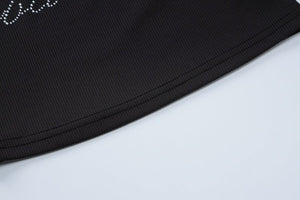 Letter rhinestone slim camisole small vest top - Negative Apparel