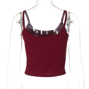 Letter rhinestone slim camisole small vest top - Negative Apparel