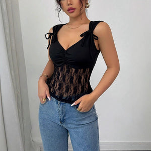 Light and slightly pleated outer wear strap backless Spice Girl vest top - Negative Apparel