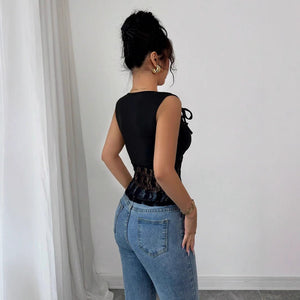 Light and slightly pleated outer wear strap backless Spice Girl vest top - Negative Apparel