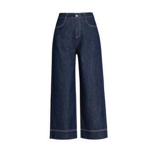 Light blue wide - leg jeans women's summer thin loose and comfortable small nine - point flanged straight - leg pants - Negative Apparel