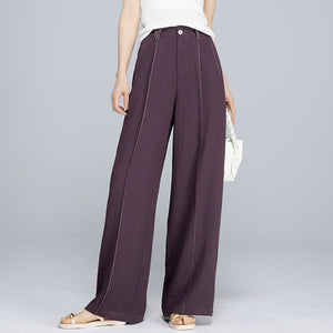 Linen cool wide - leg pants women's summer thin bright line design vertical and thin casual wide - leg pants - Negative Apparel